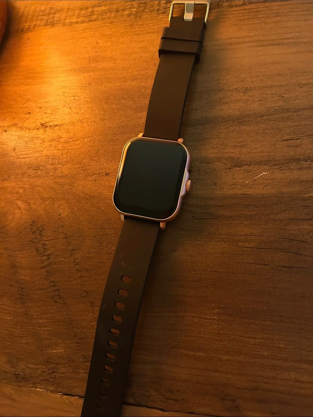 Black Silicone Smartwatch with Rose Gold Case